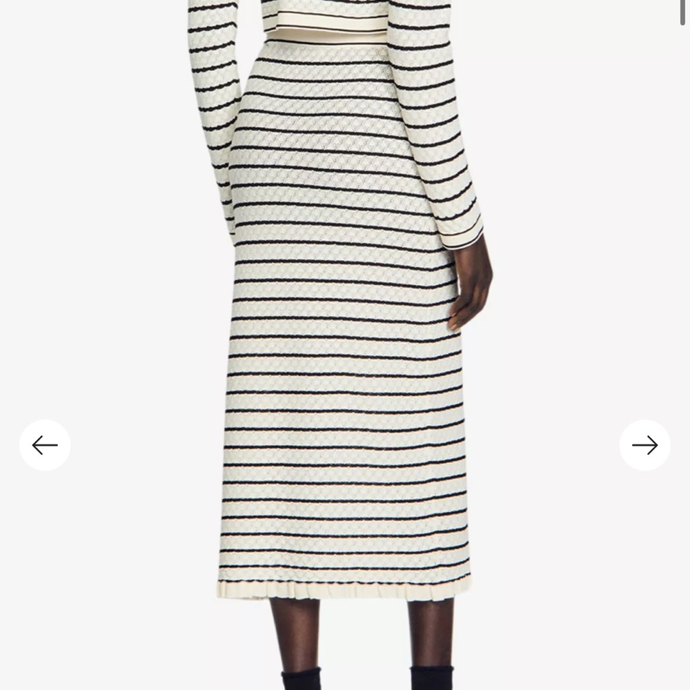 SANDRO Moline striped stretch-knit midi skirt - Picture 3 of 8